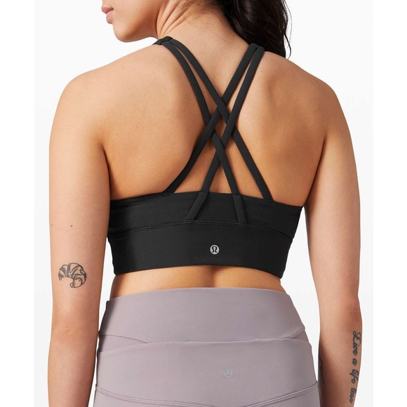 lululemon athletica Other - Lululemon Energy Bra High Neck Long Line Athletic Sport Bra Black Size 4